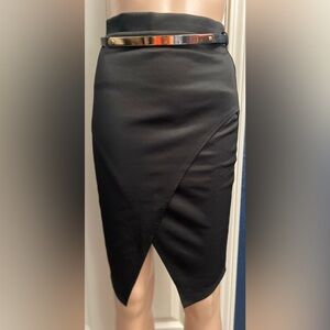 Clio Black Pencil Skirt with Metallic Belt
